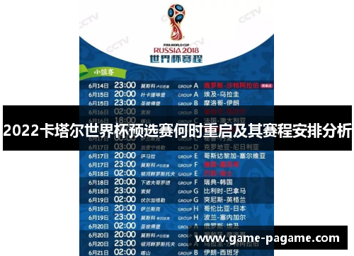 2022卡塔尔世界杯预选赛何时重启及其赛程安排分析