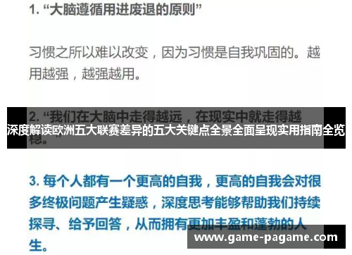 深度解读欧洲五大联赛差异的五大关键点全景全面呈现实用指南全览
